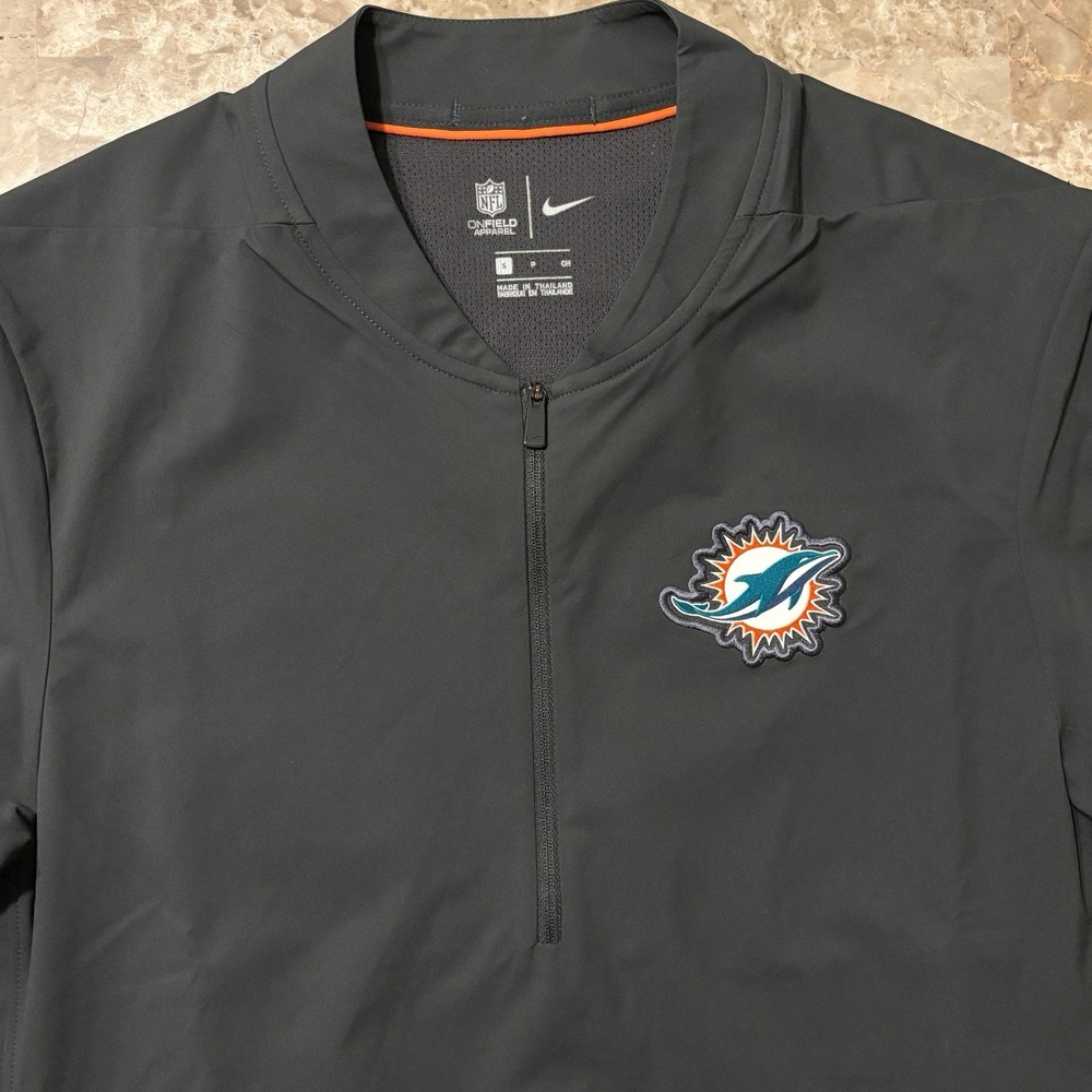 Nike Miami Dolphins Jacket Mens Small Grey Short Sleeve Windbreaker On Field NFL